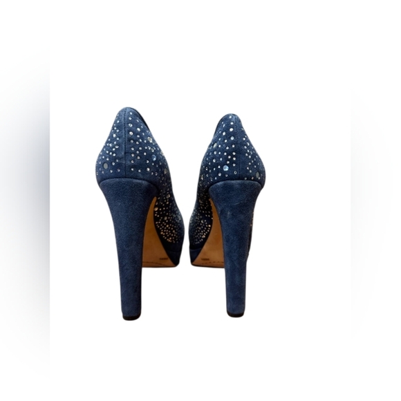 Vince Camuto Blue Suede Jewels Slip on Size 5 1/2 B EUC - Picture 4 of 8